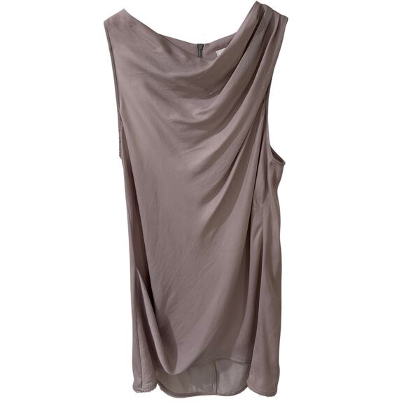 Helmut Lang Draped Cowl Neck Sleeveless Satin Tunic Top Taupe Elegant Fluid, S - Picture 1 of 8
